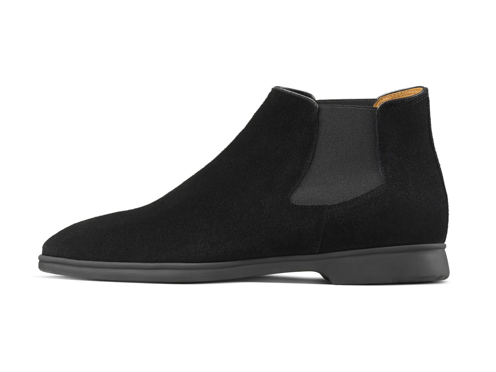 Rover Boots in Black Glove Suede Dark Sole