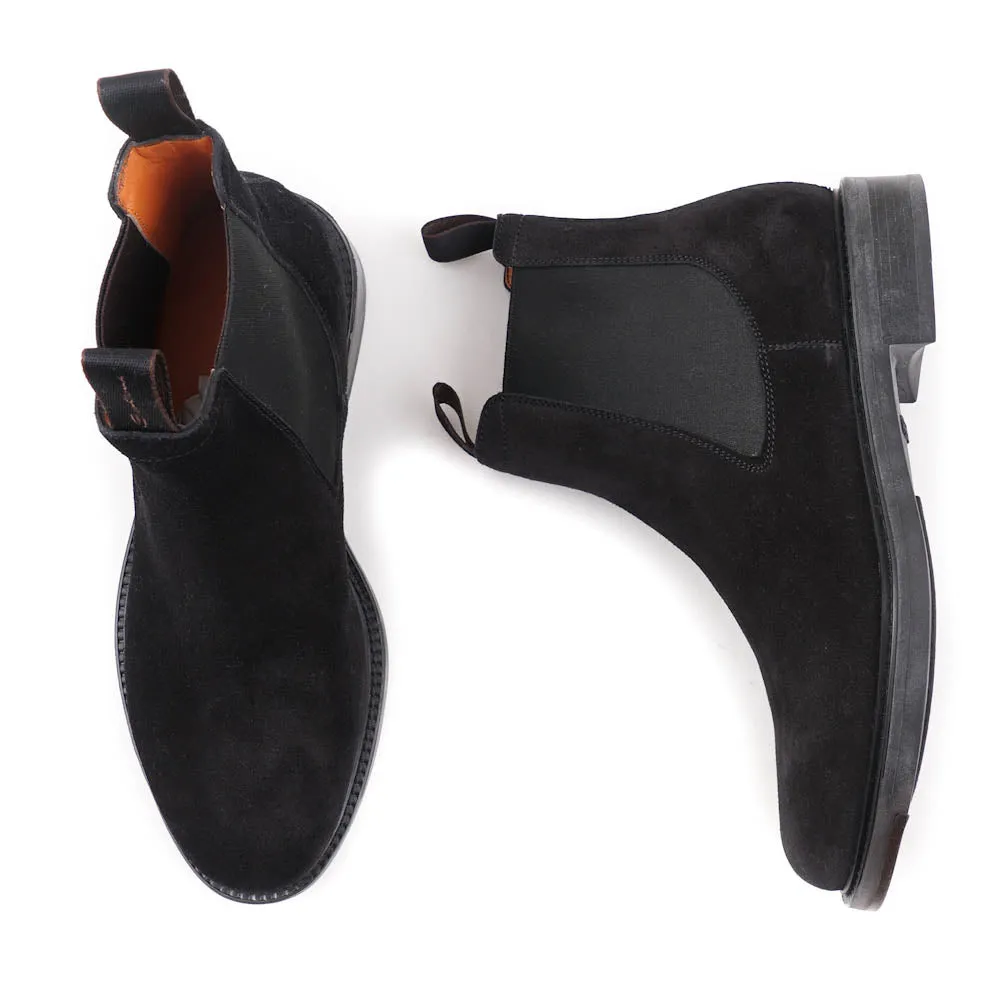 Santoni Chelsea Boot in Black Suede