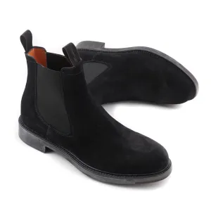 Santoni Chelsea Boot in Black Suede