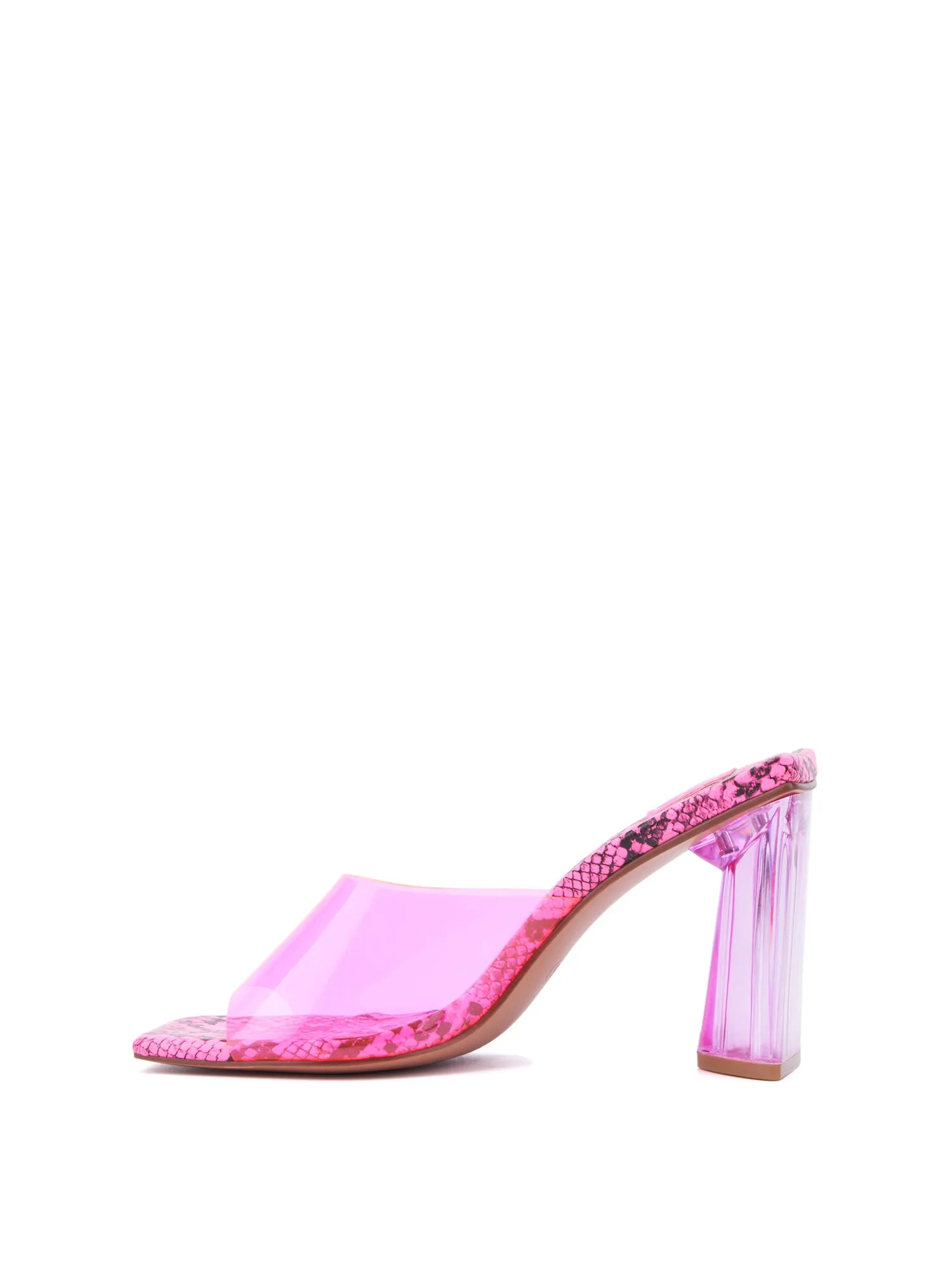 Snake-Print Lucite Mule