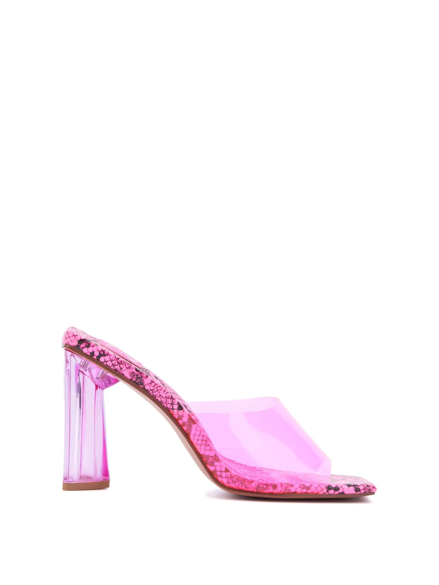 Snake-Print Lucite Mule