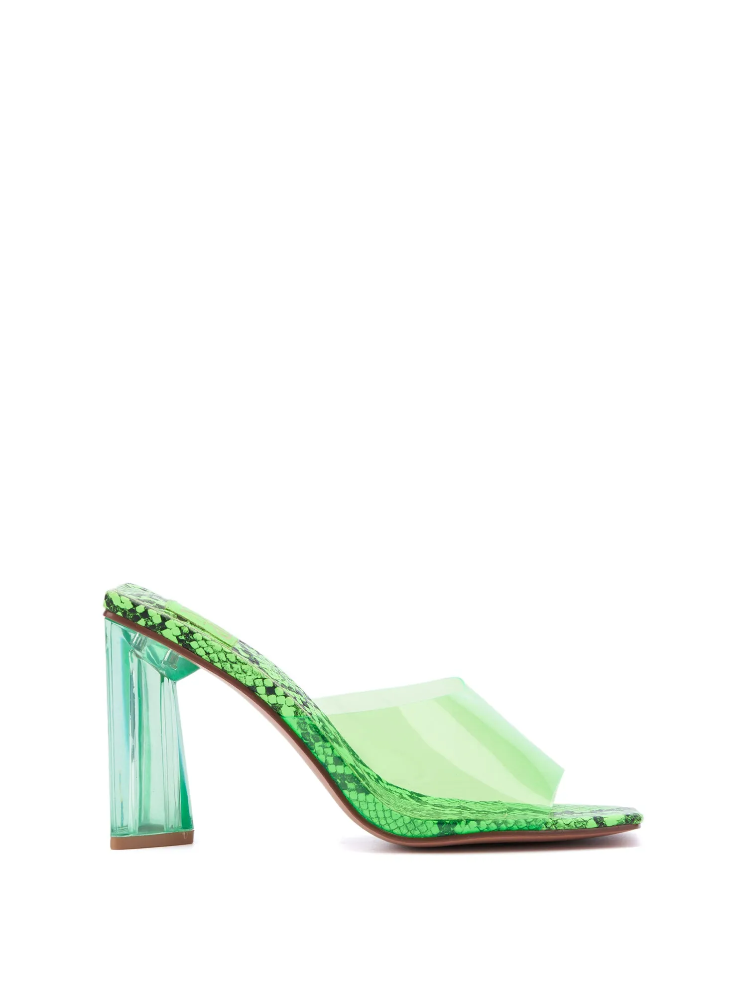 Snake-Print Lucite Mule