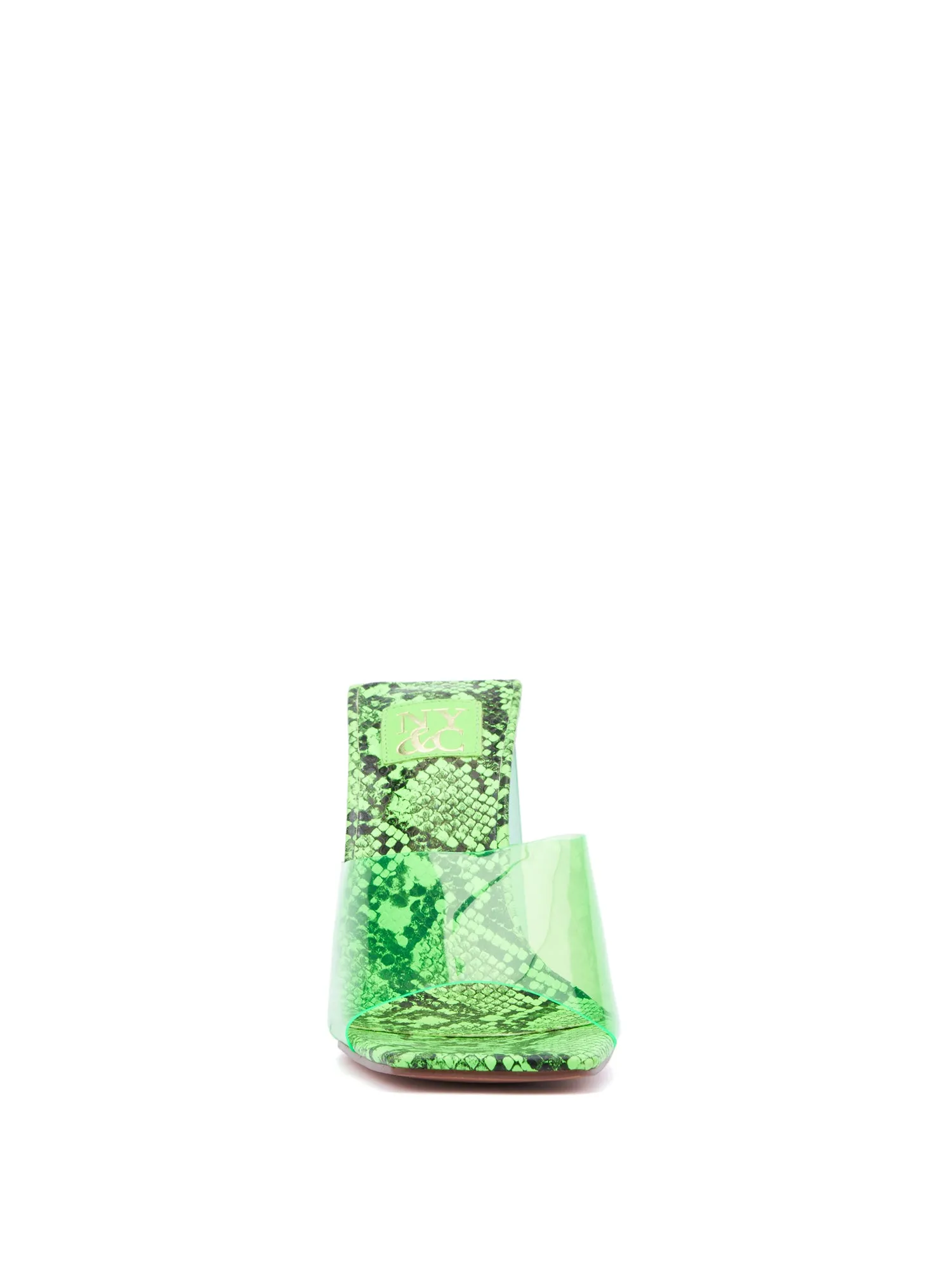 Snake-Print Lucite Mule