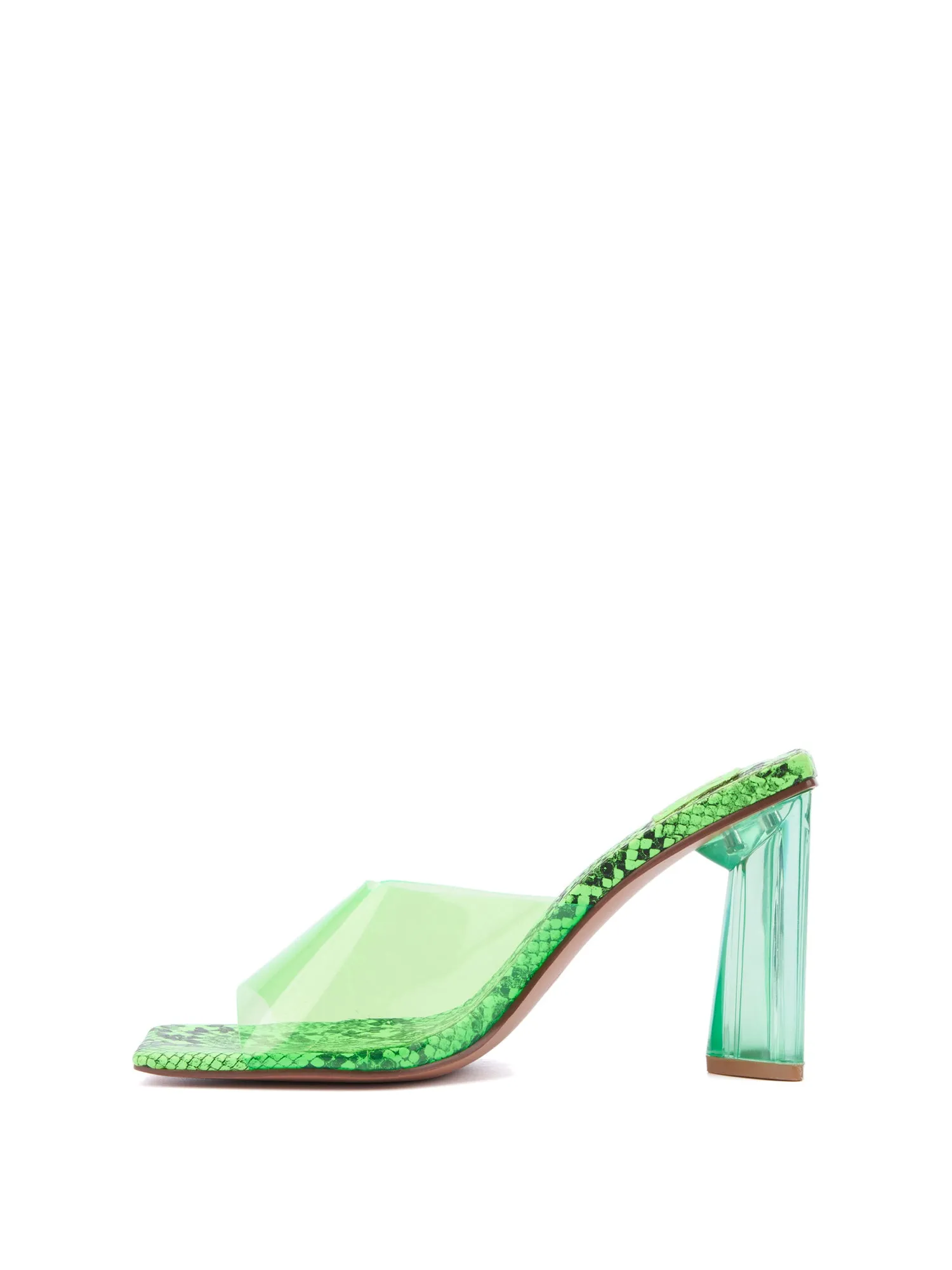 Snake-Print Lucite Mule