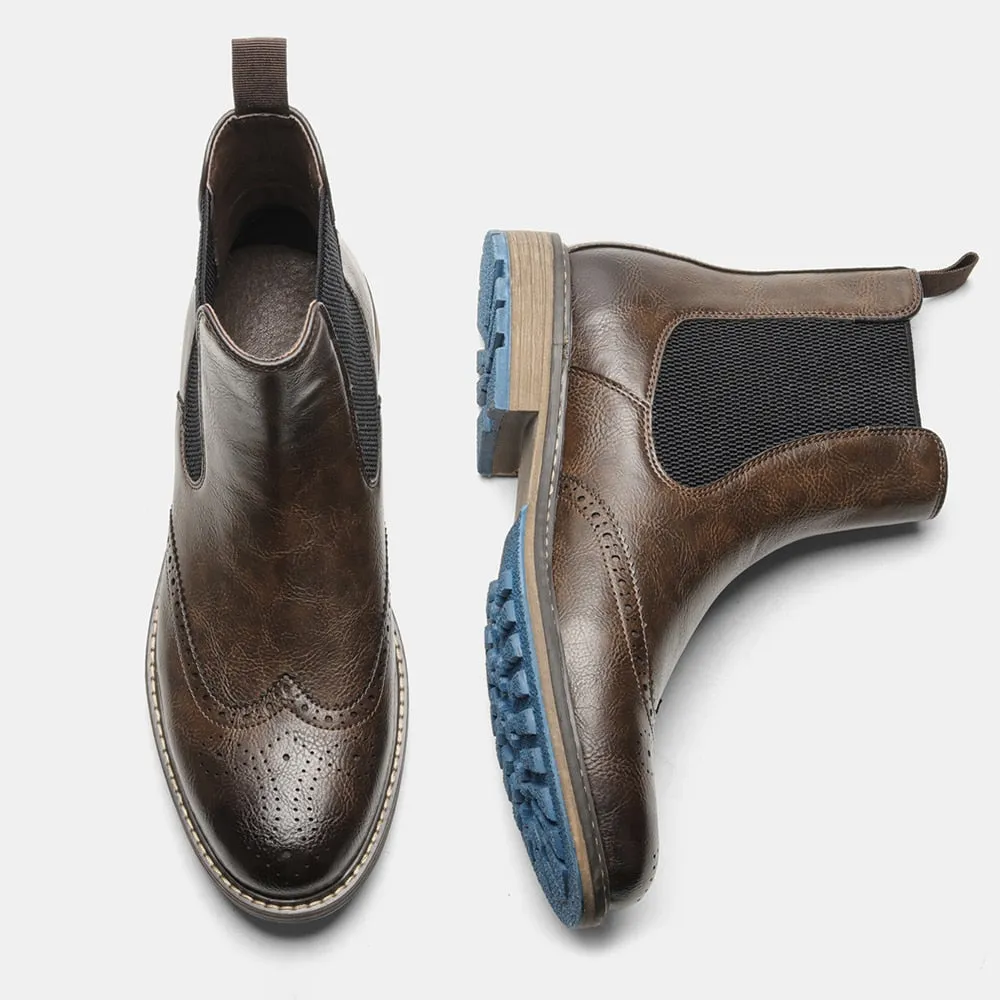 Solid Slip-On Synthetic Leather Chelsea Boots