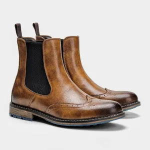 Solid Slip-On Synthetic Leather Chelsea Boots