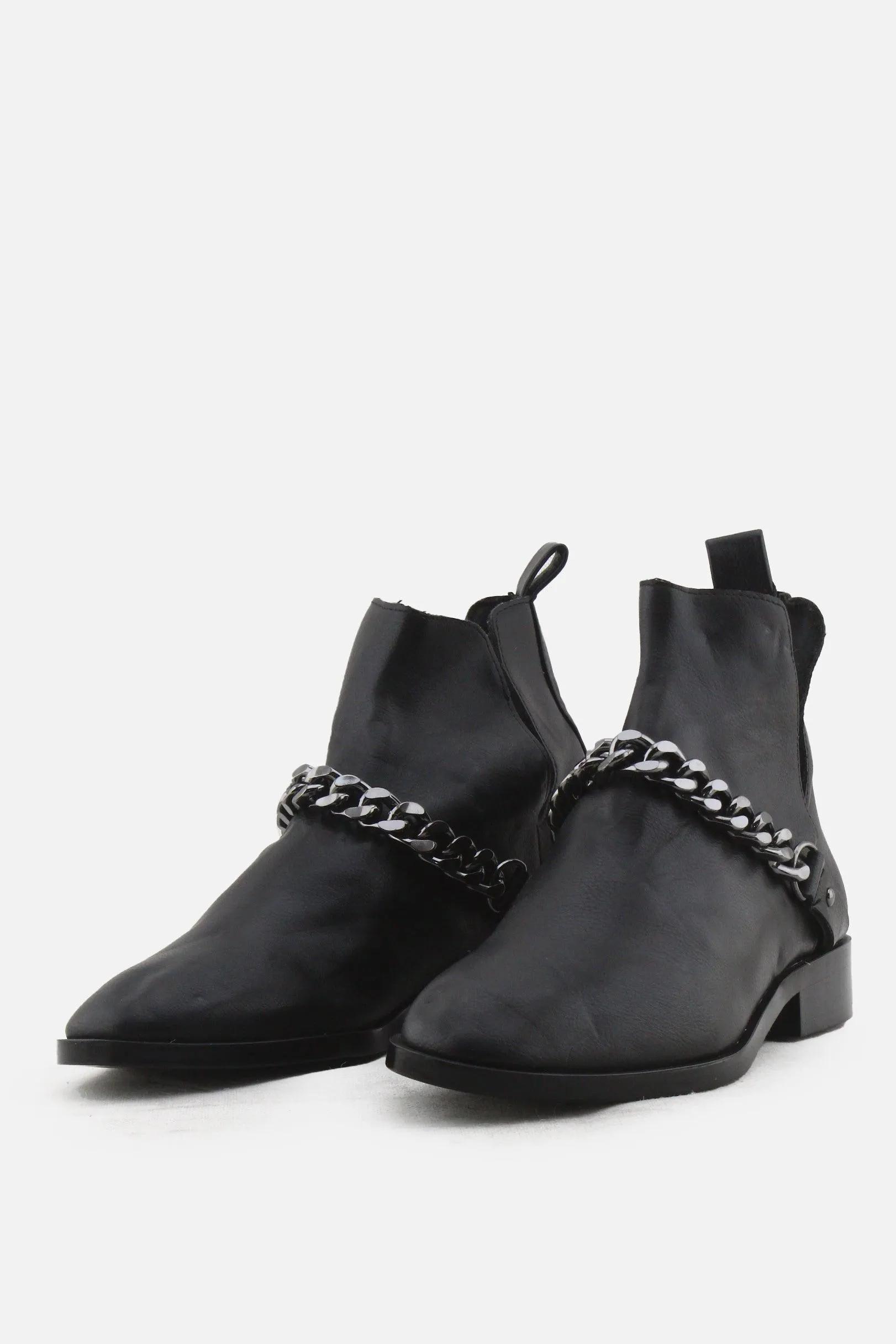 Stradivarius Chain Chelsea Ankle Boots | 100% Authentic Leather