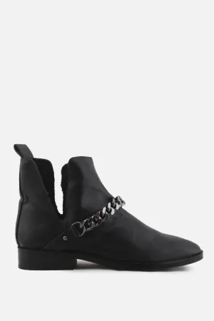 Stradivarius Chain Chelsea Ankle Boots | 100% Authentic Leather