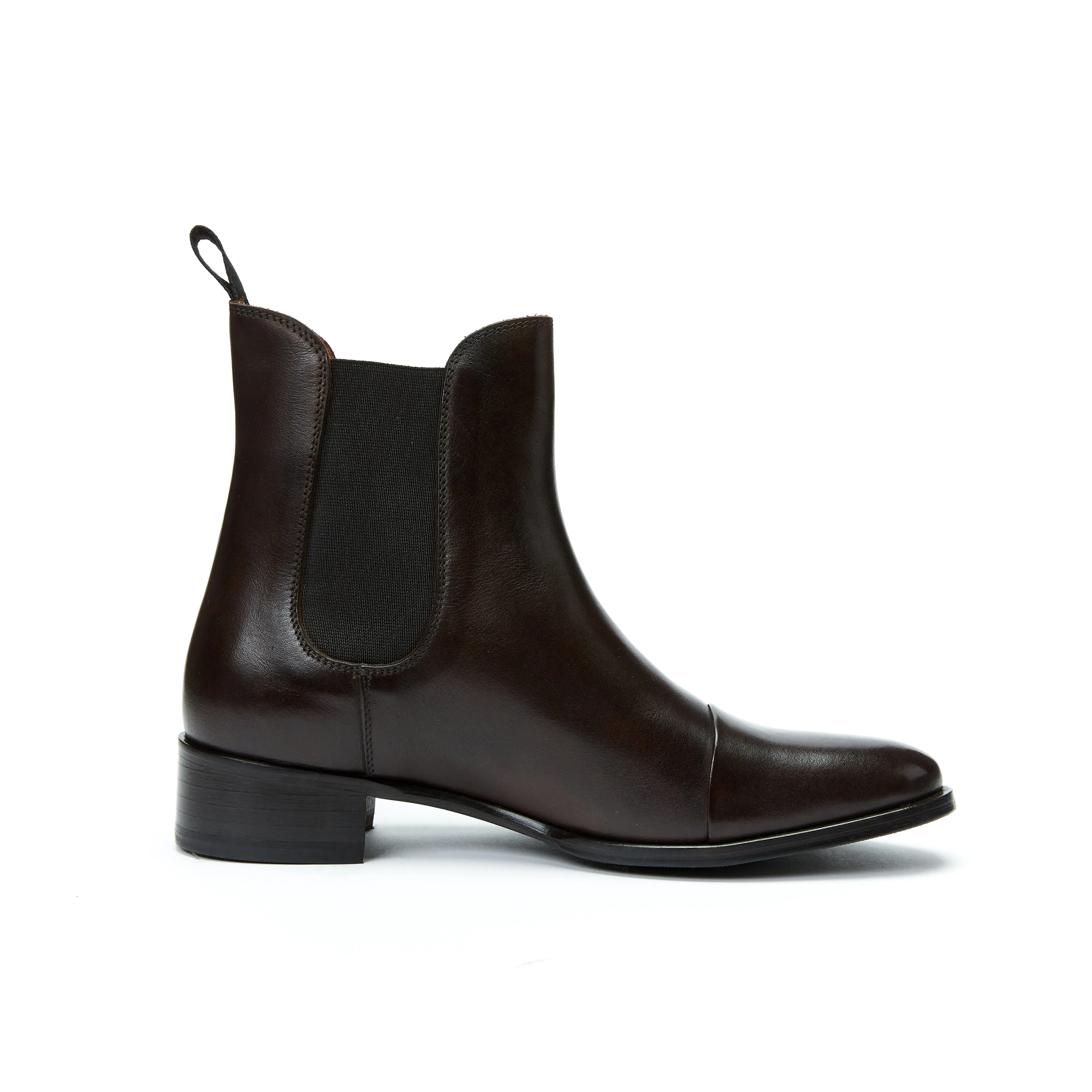 Straight cap chelsea boot dark brown