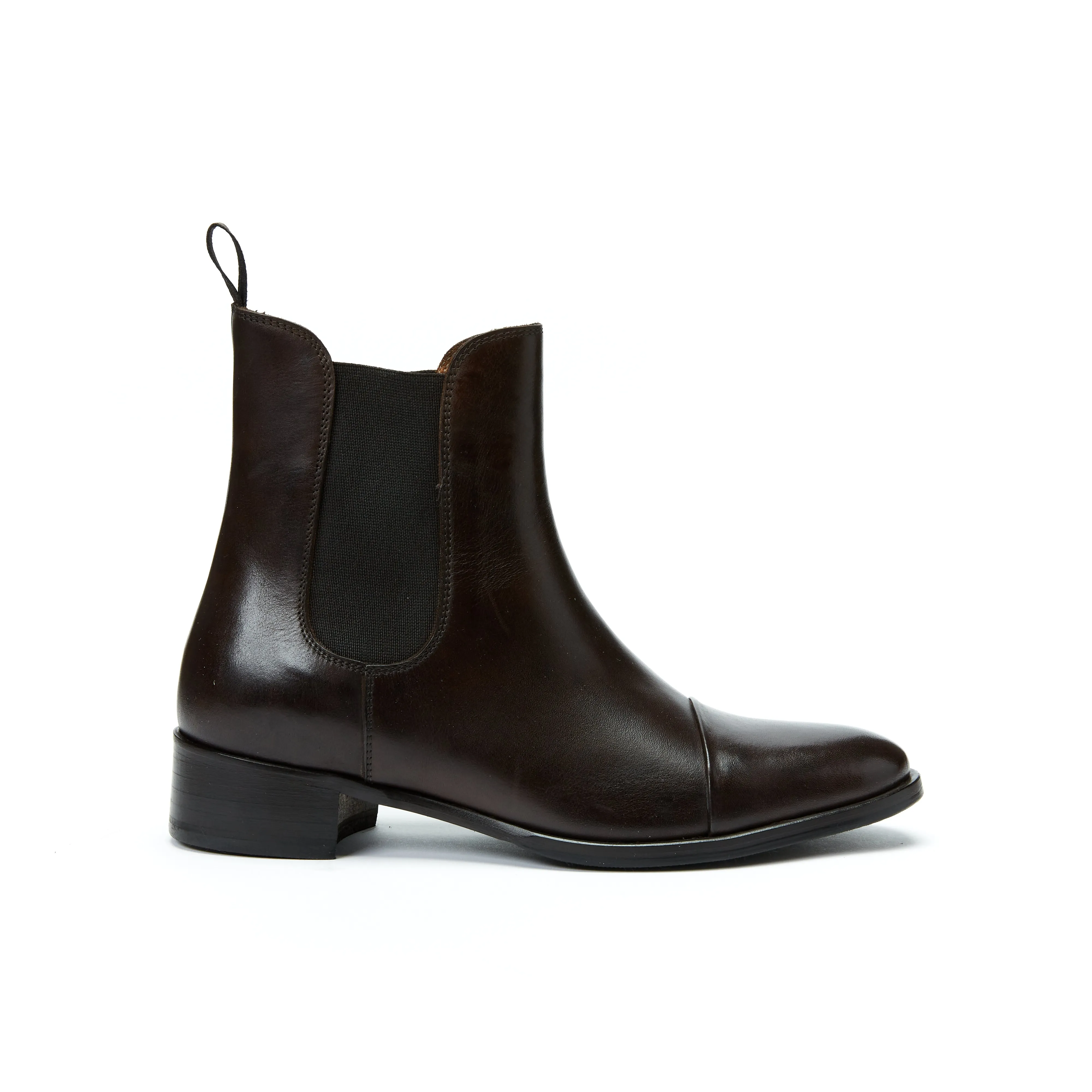 Straight cap chelsea boot dark brown