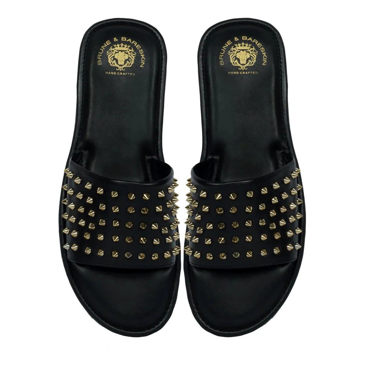 Studded Black Slide-in Slipper For Men