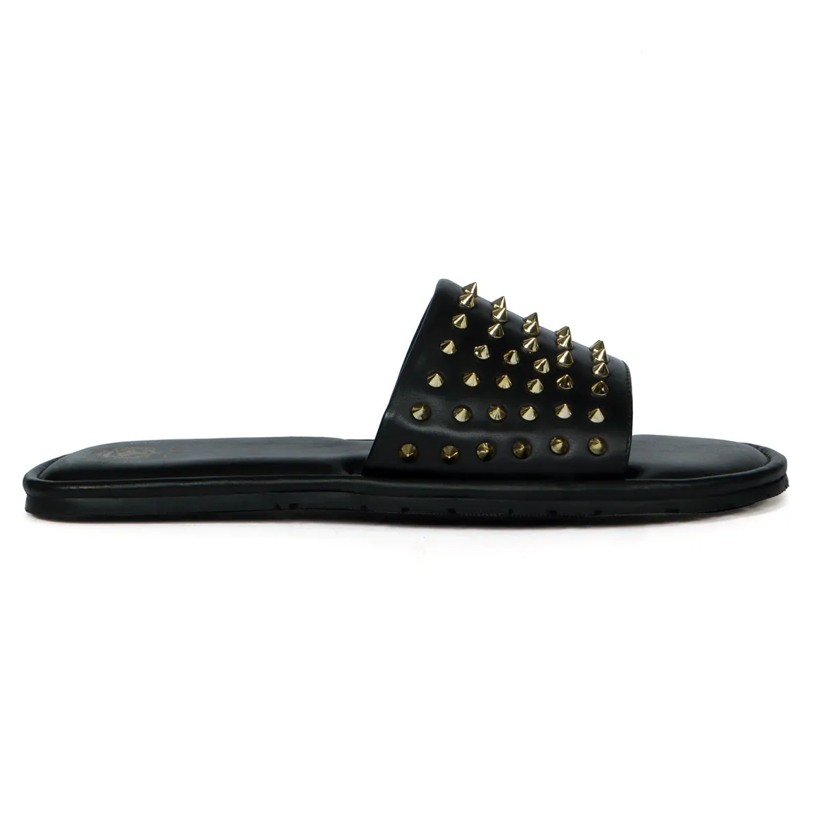 Studded Black Slide-in Slipper For Men