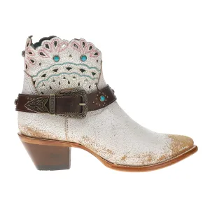 Studded Harness Pointed Toe Zippered Cowboy Booties