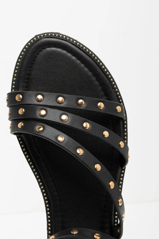 Studded Strappy Sandal Black