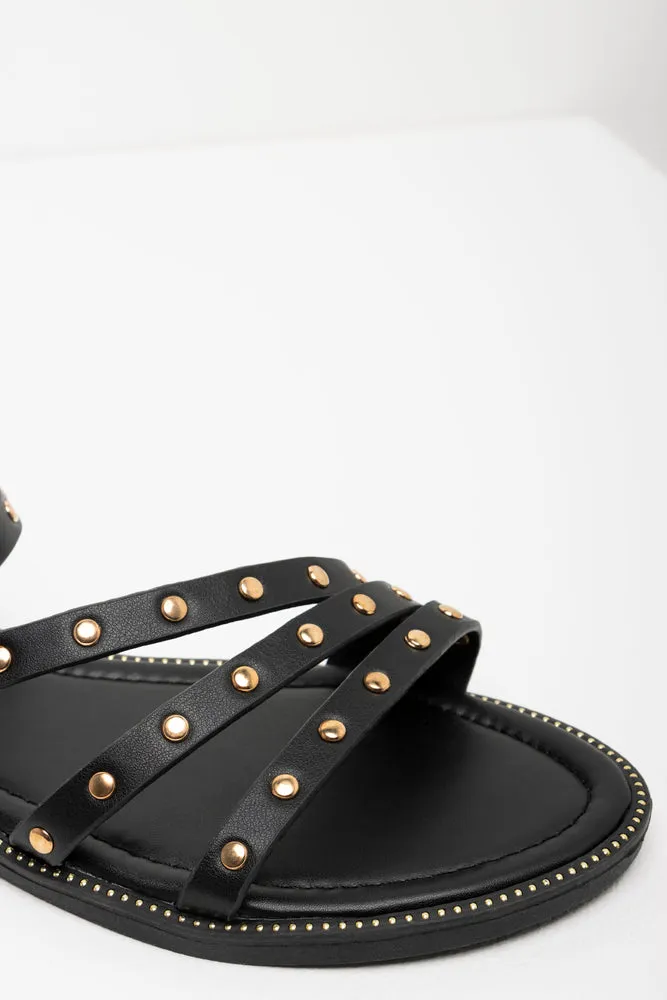 Studded Strappy Sandal Black