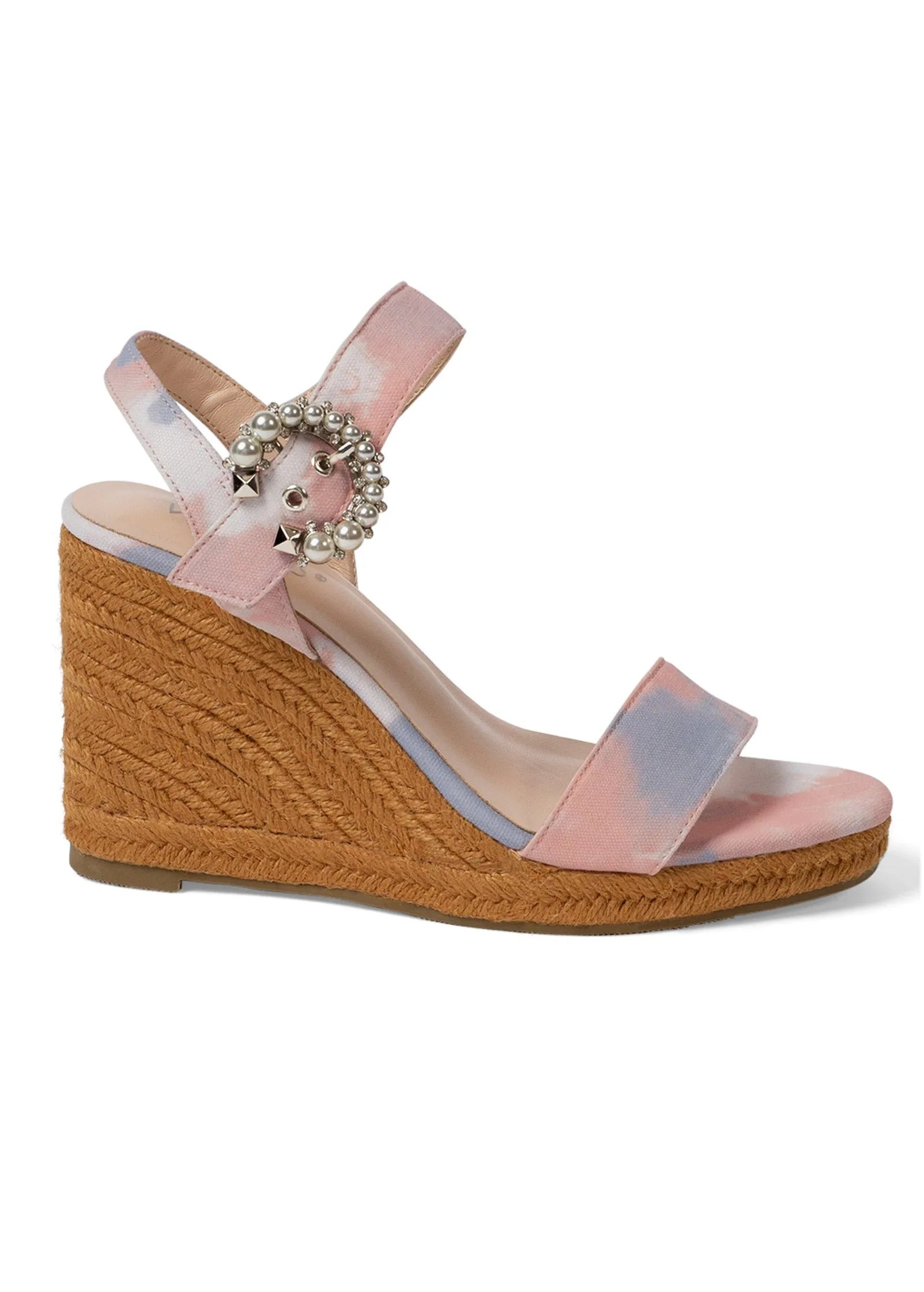 Tie-Dye Embellished Wedges - White Multi