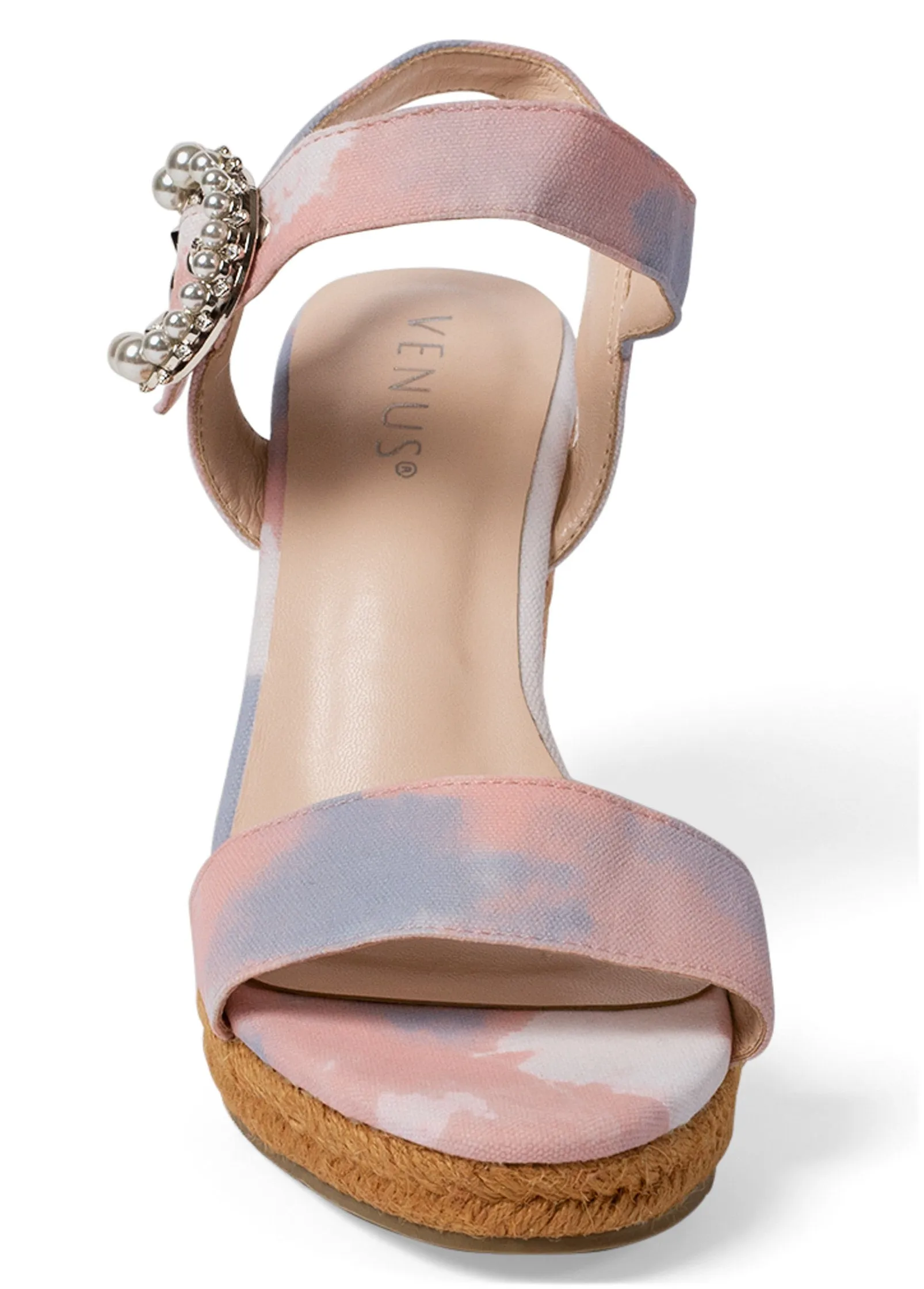 Tie-Dye Embellished Wedges - White Multi