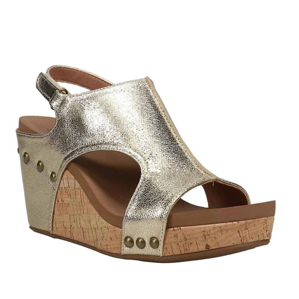 Tiffanee Studded Metallic Wedge Sandals