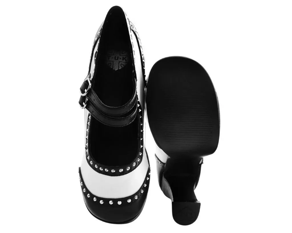 TUK A9449L Black & White Studded Classic Platform Heel