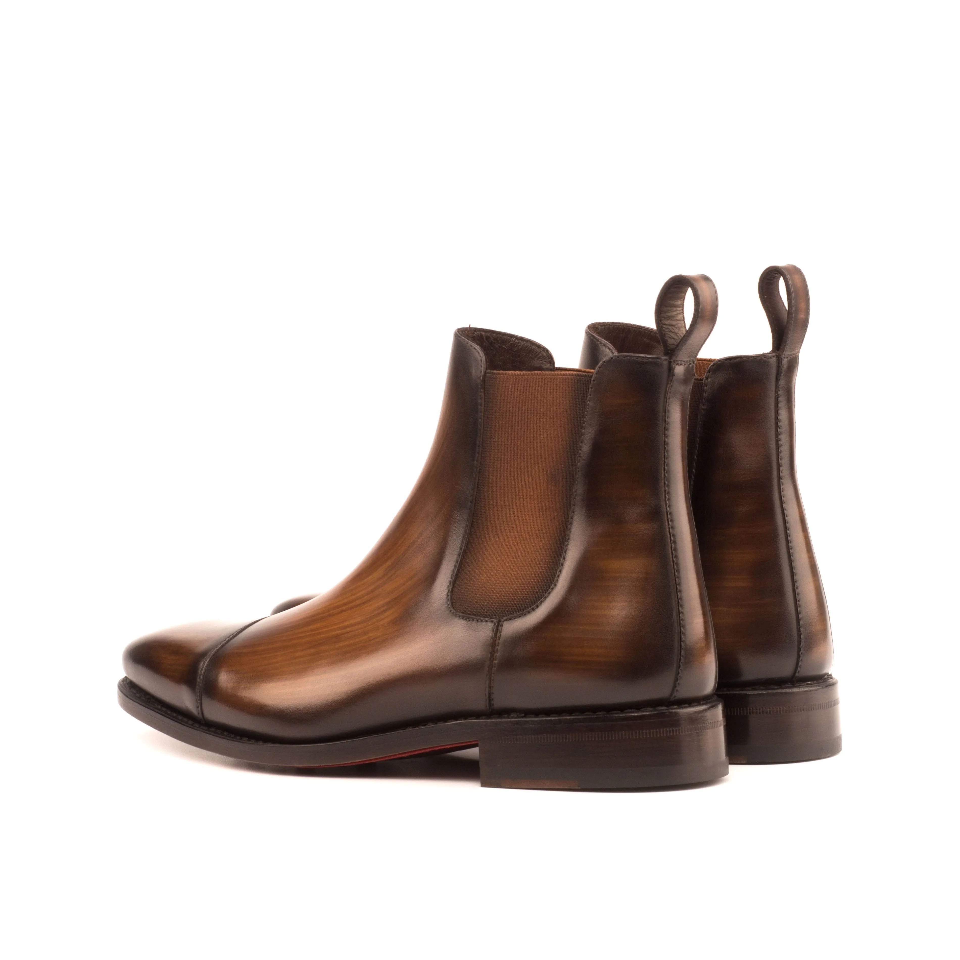 Unique Hand-Painted Brown Patina Chelsea Boot by Le Ruux