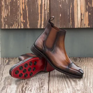 Unique Hand-Painted Brown Patina Chelsea Boot by Le Ruux