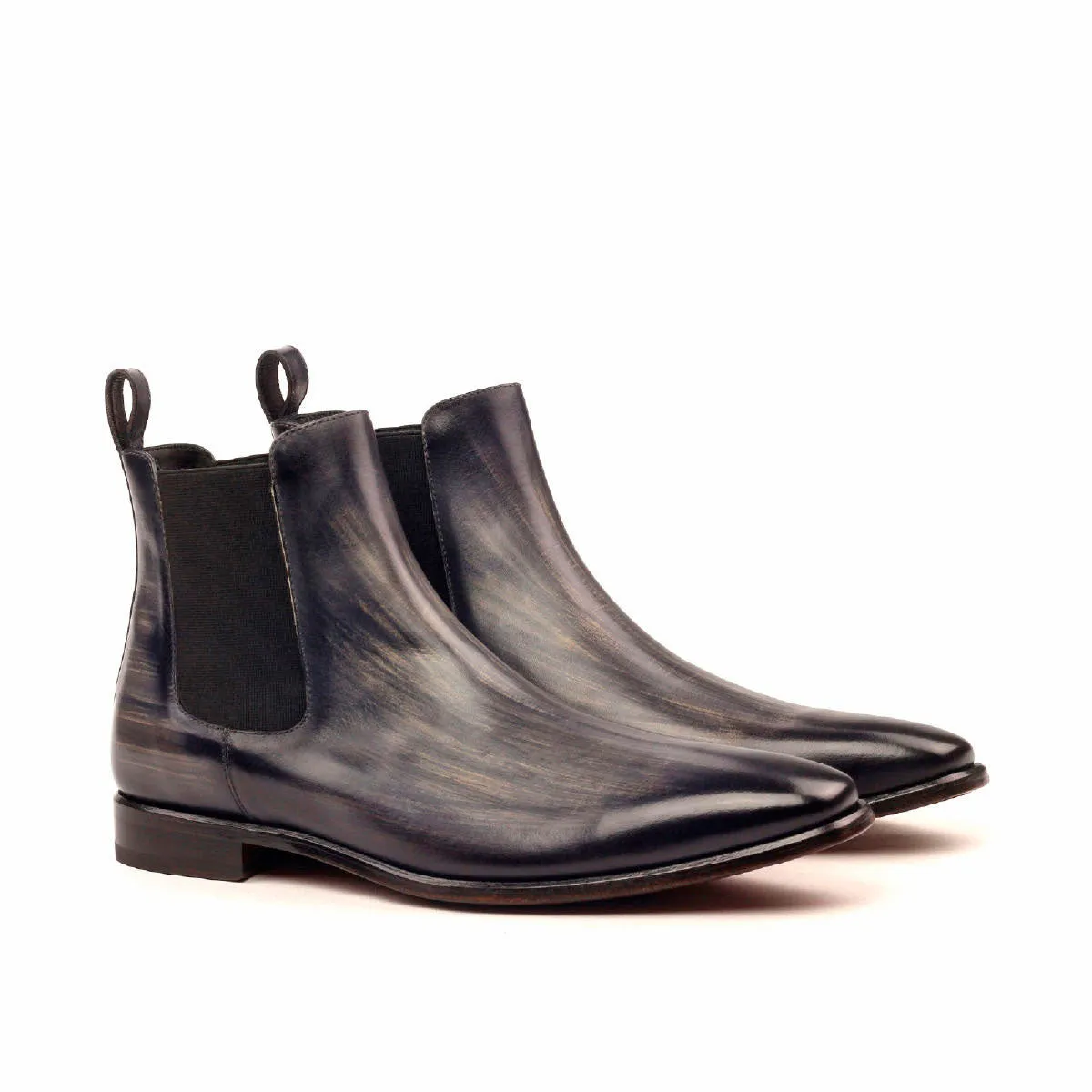 Unique Hand-Painted Grey Patina Chelsea Boot by Le Ruux