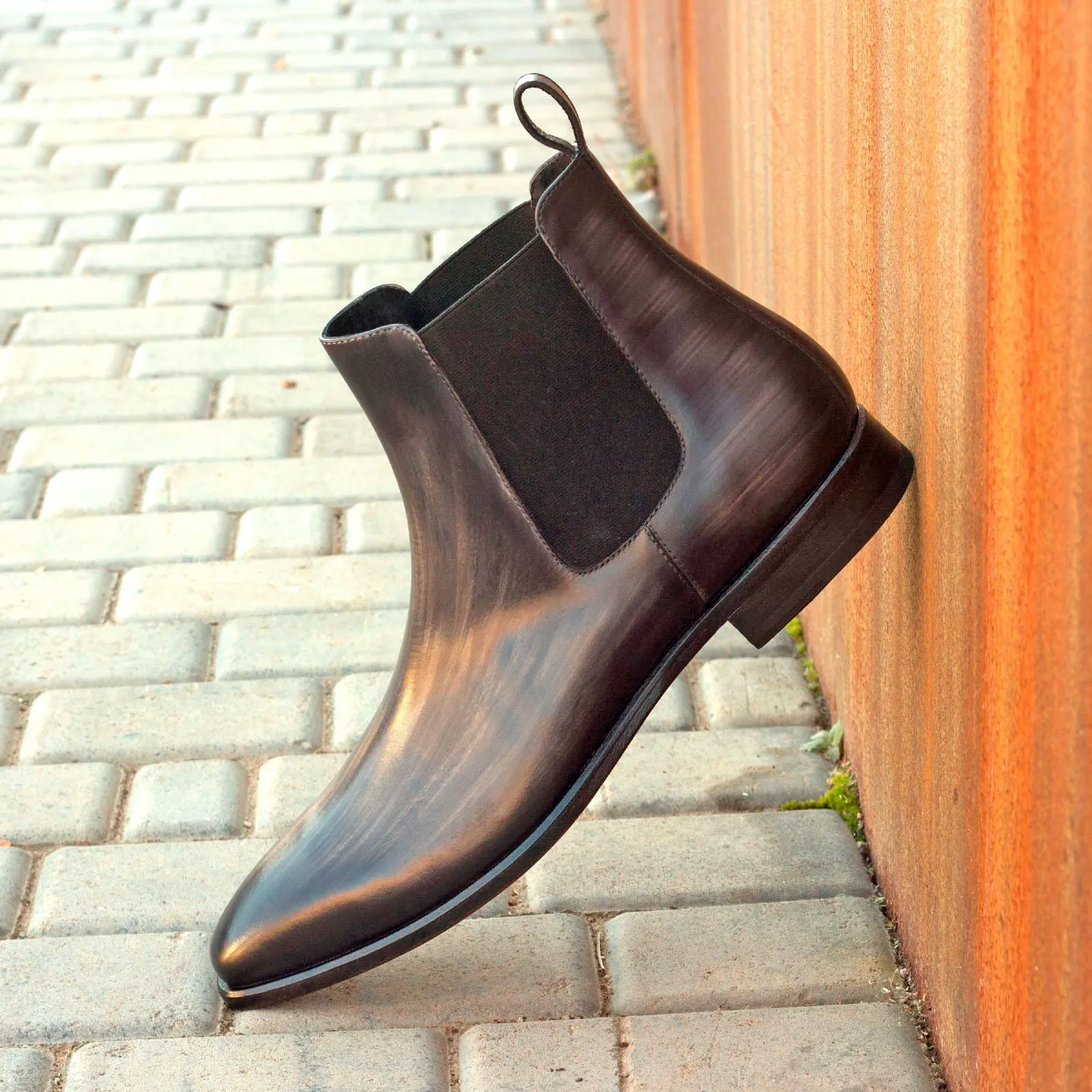 Unique Hand-Painted Grey Patina Chelsea Boot by Le Ruux