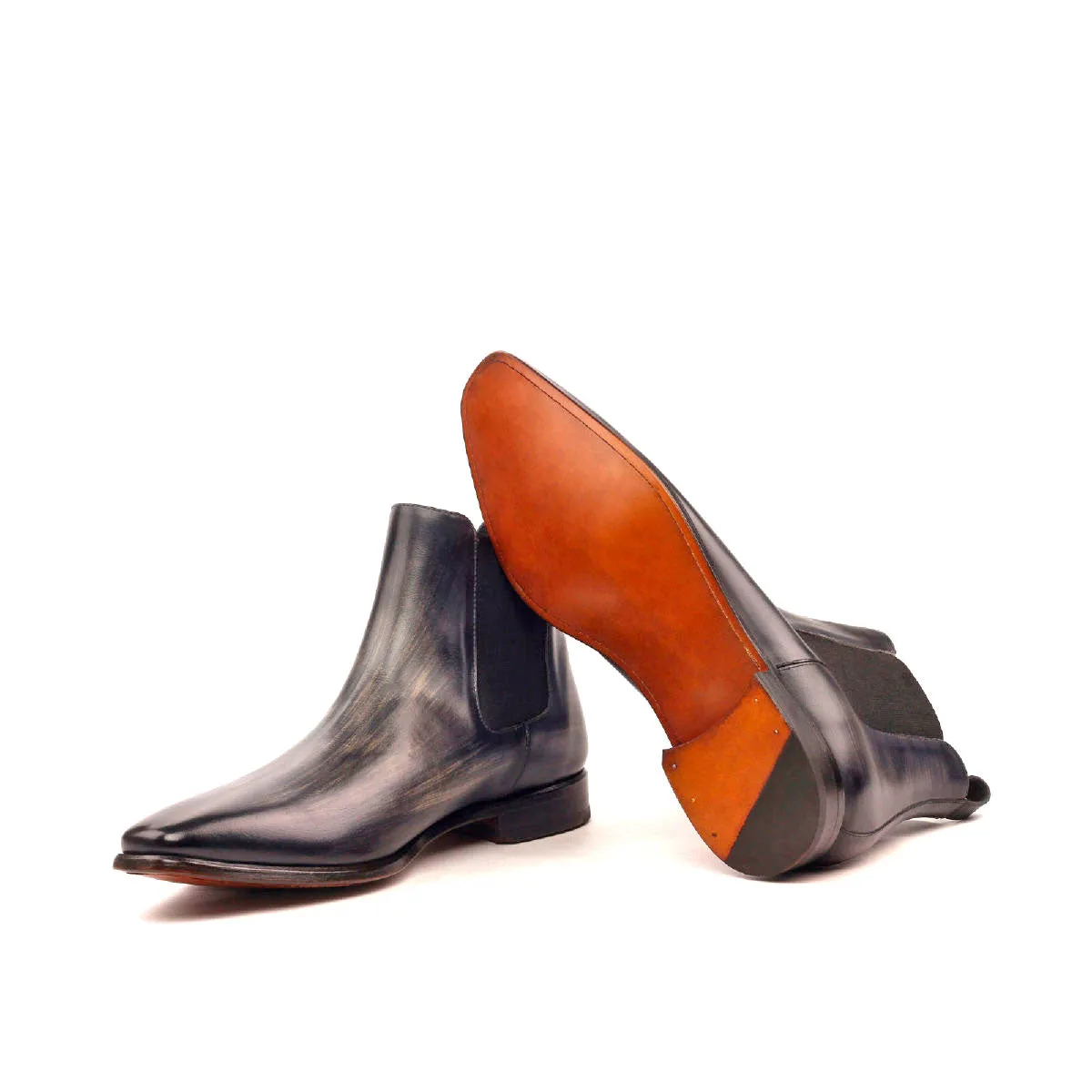 Unique Hand-Painted Grey Patina Chelsea Boot by Le Ruux