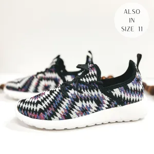 Very G | Running After You Lace Up Knit Stretch Sneakers in Black and Purple