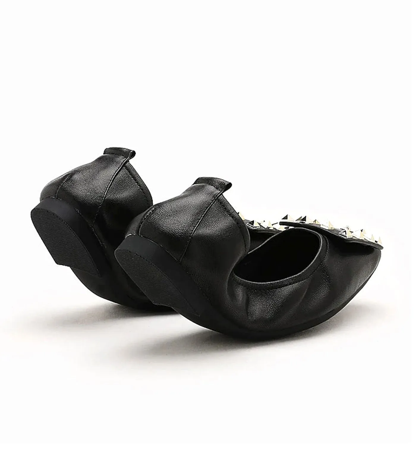 Vivienne Studded Foldable Flats Black