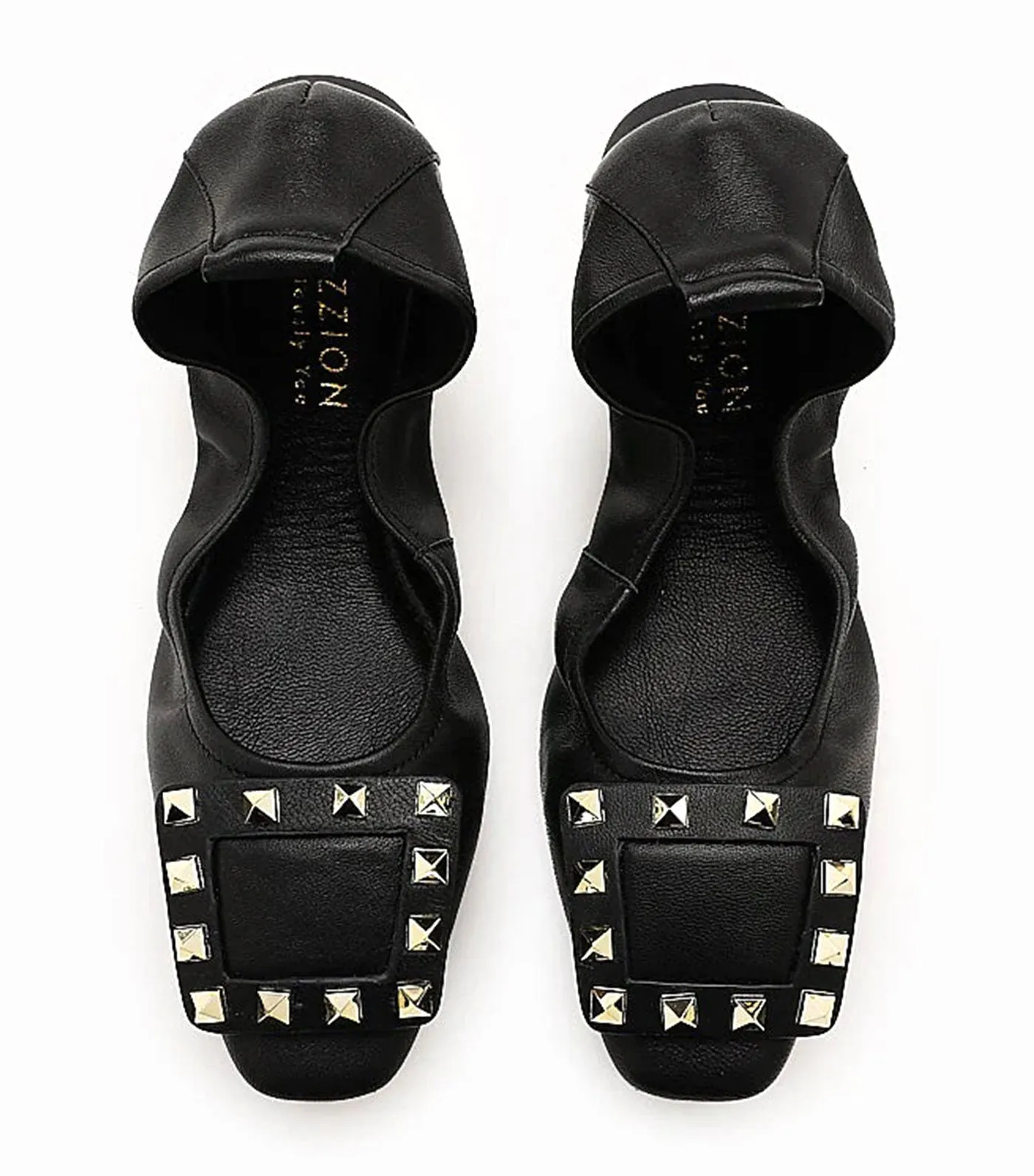 Vivienne Studded Foldable Flats Black