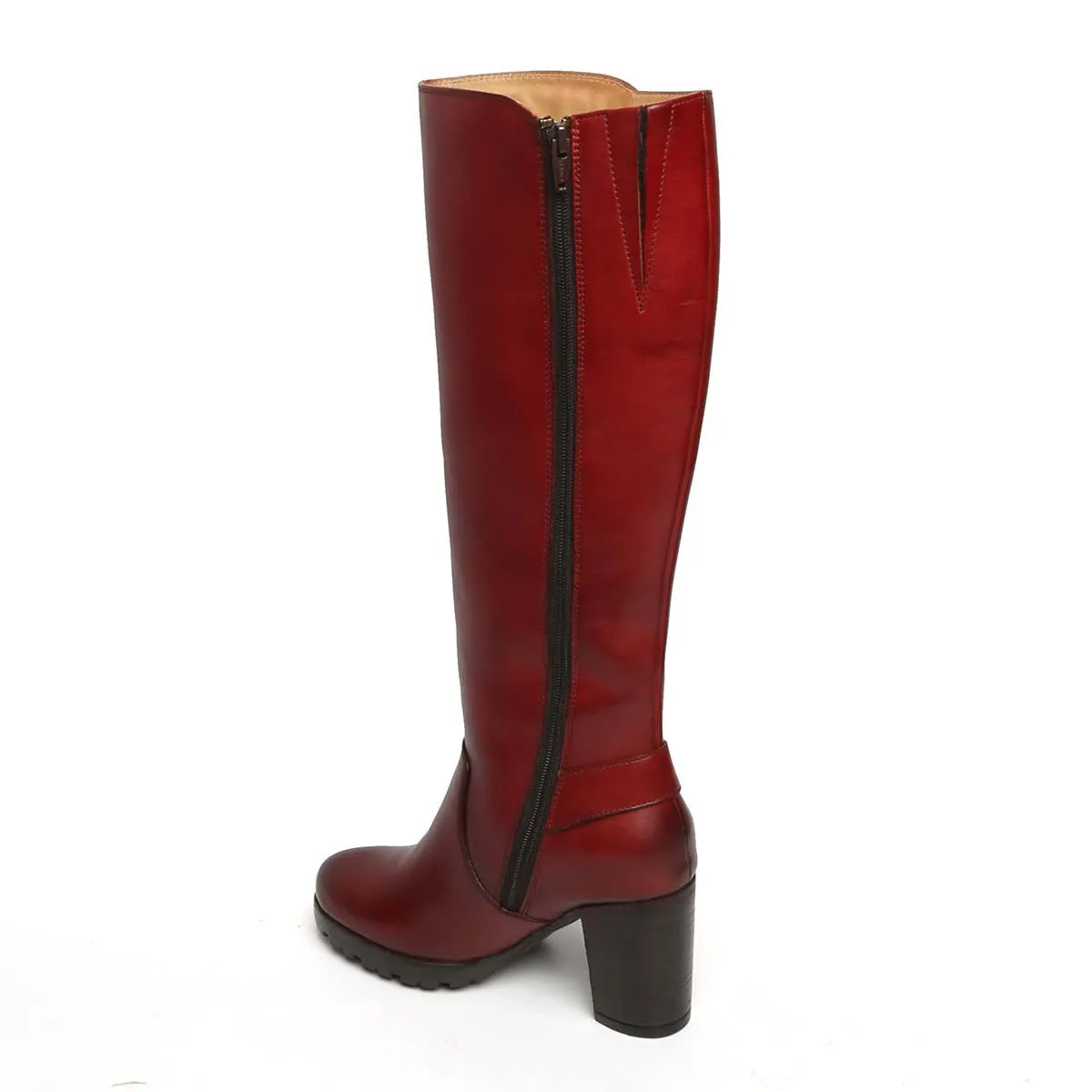 Wine Side Studded Leather Long Ladies Boots By Brune & Bareskin