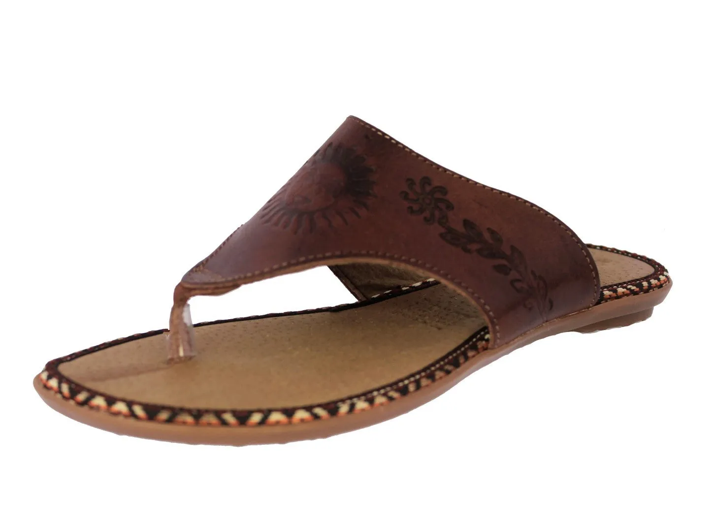 Womens Authentic Huaraches Real Leather Sandal Flip Flops Cognac - #781