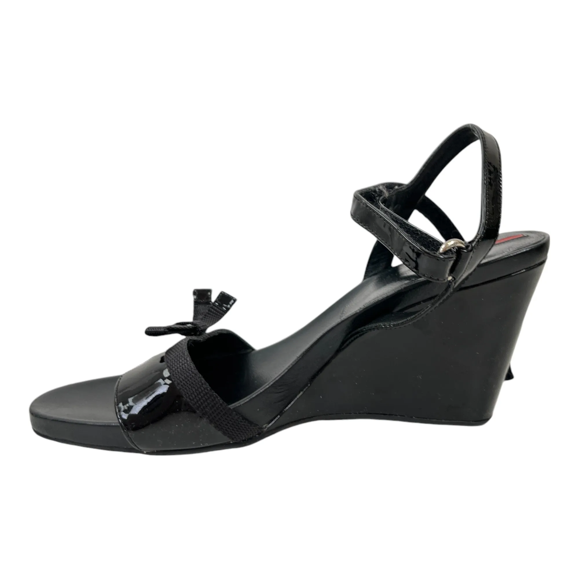 Women's Bow Wedge Heels Black Size EU 39 / UK 6