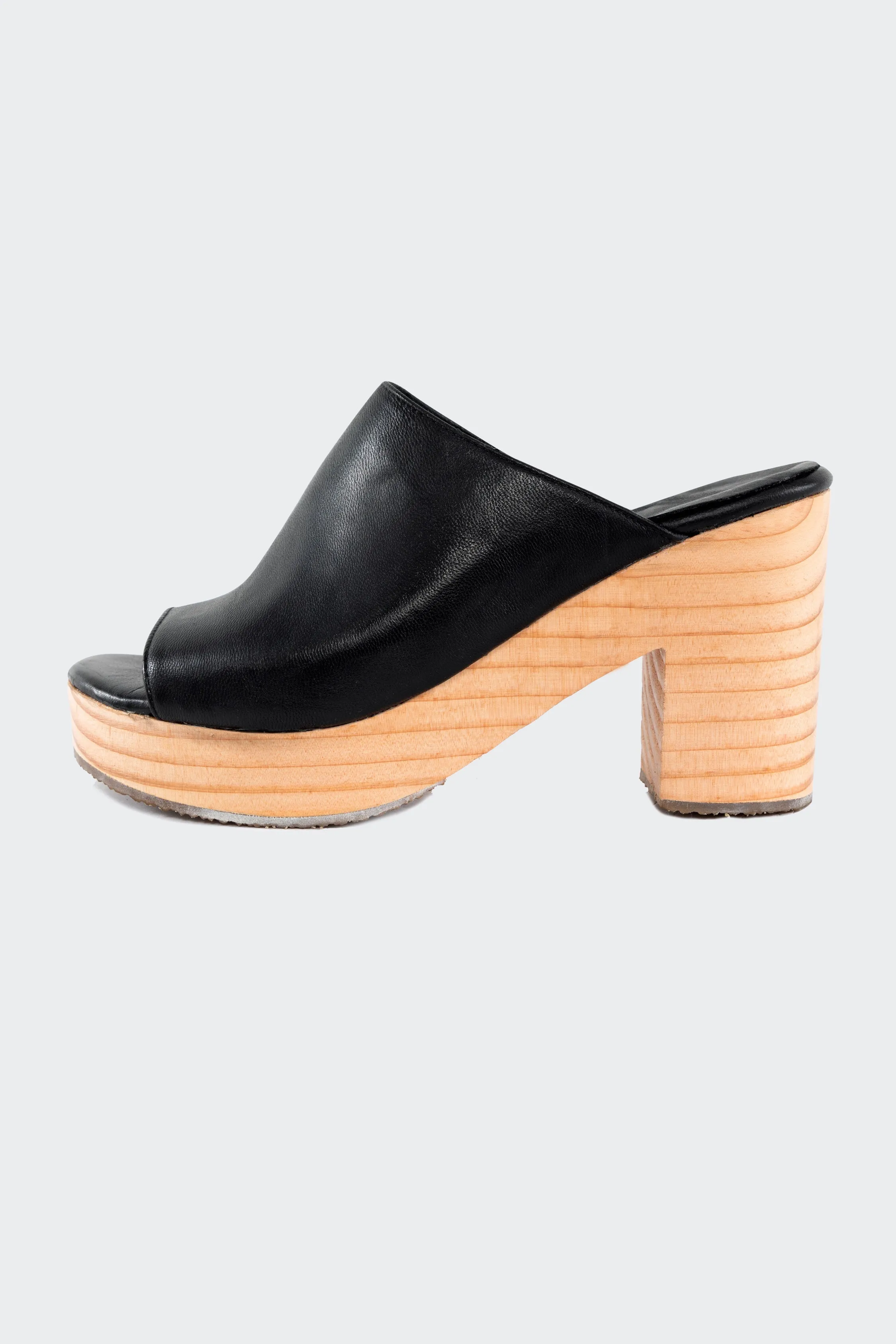 WOODSNDL05 - Leather Platform Mule